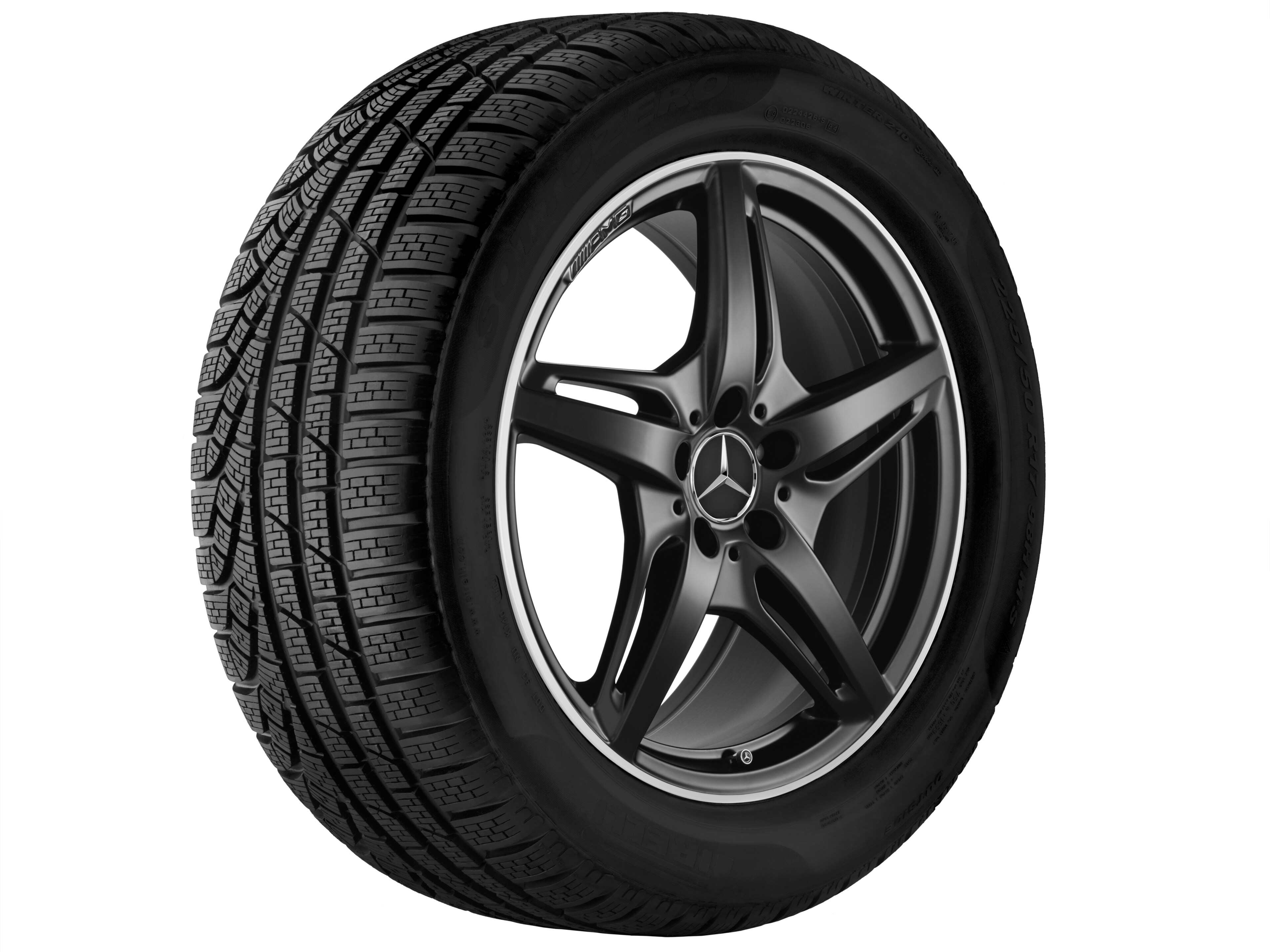 AMG 5-Speichen-Rad, 50,8 cm (20 Zoll), Felgenhorn glanzgedreht - 11 J x 20 ET 68, schwarz matt