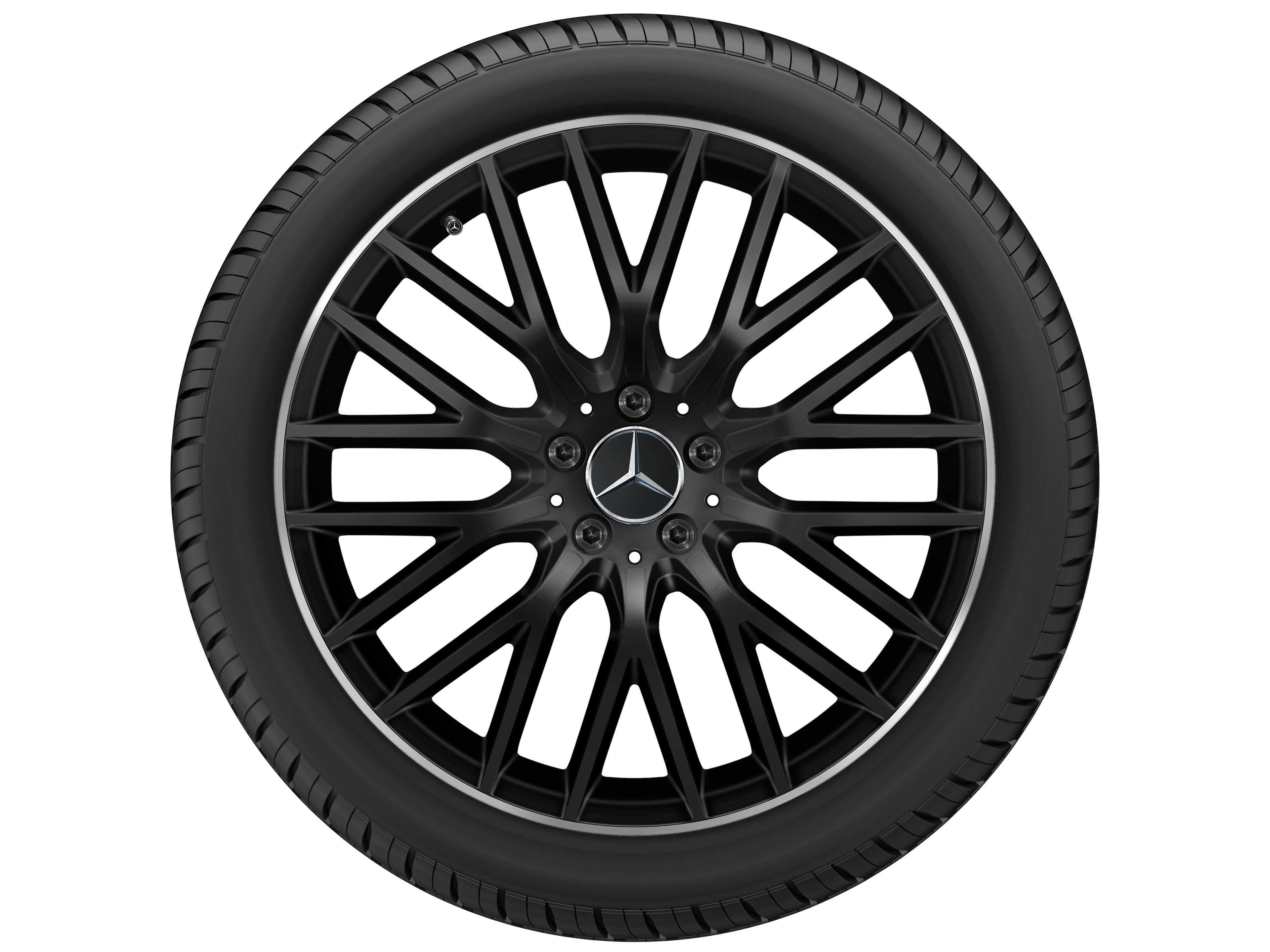 Y-Speichen-Rad, 50,8 cm (20 Zoll), Felgenhorn glanzgedreht - 9 J x 20 ET 34, schwarz matt, glanzgedreht