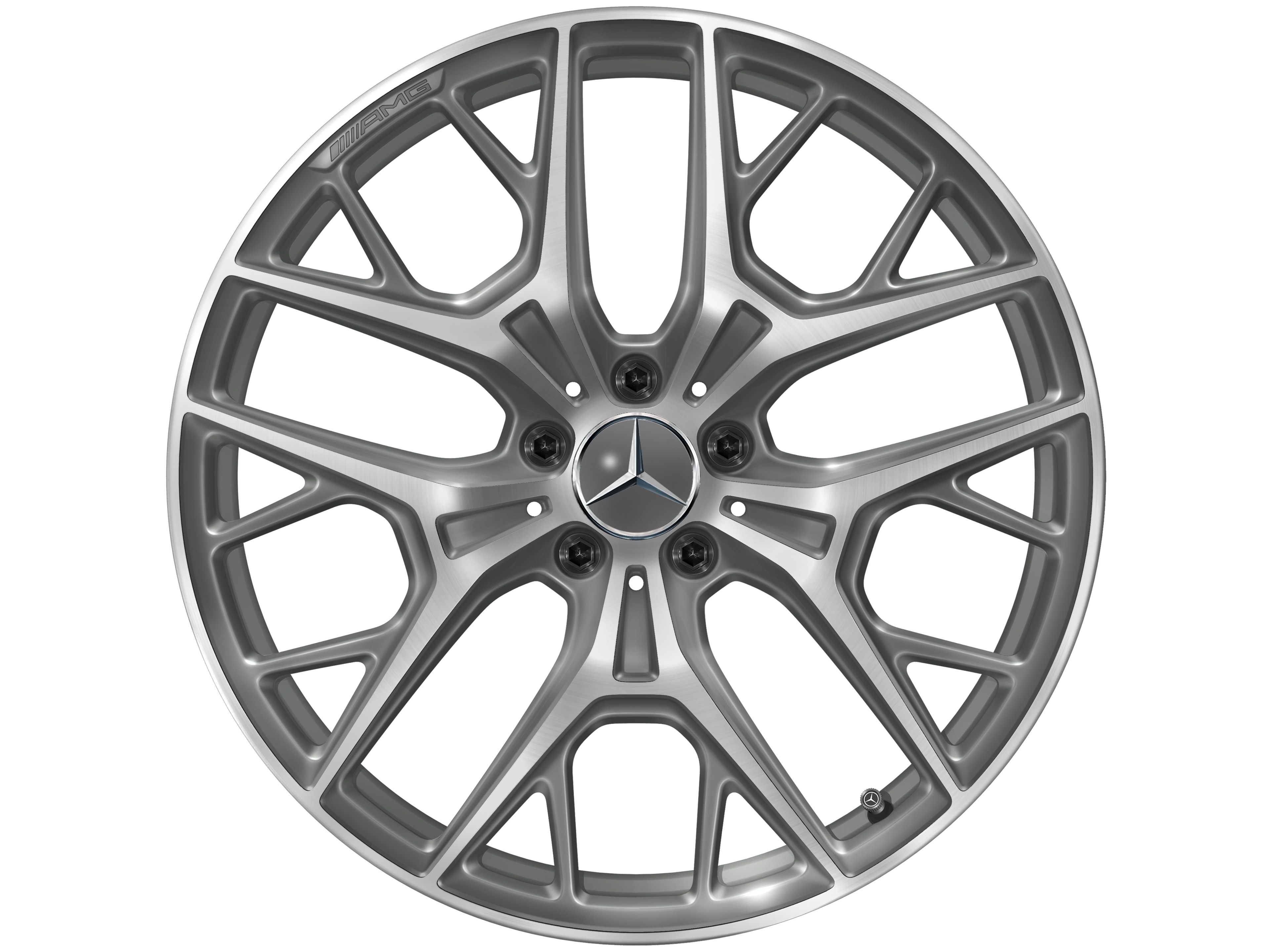 AMG Leichtmetallrad, im Kreuzspeichen-Design, 50,8 cm (20 Zoll) - 9 J x 20 ET 34, grau Himalaya, glanzgedreht