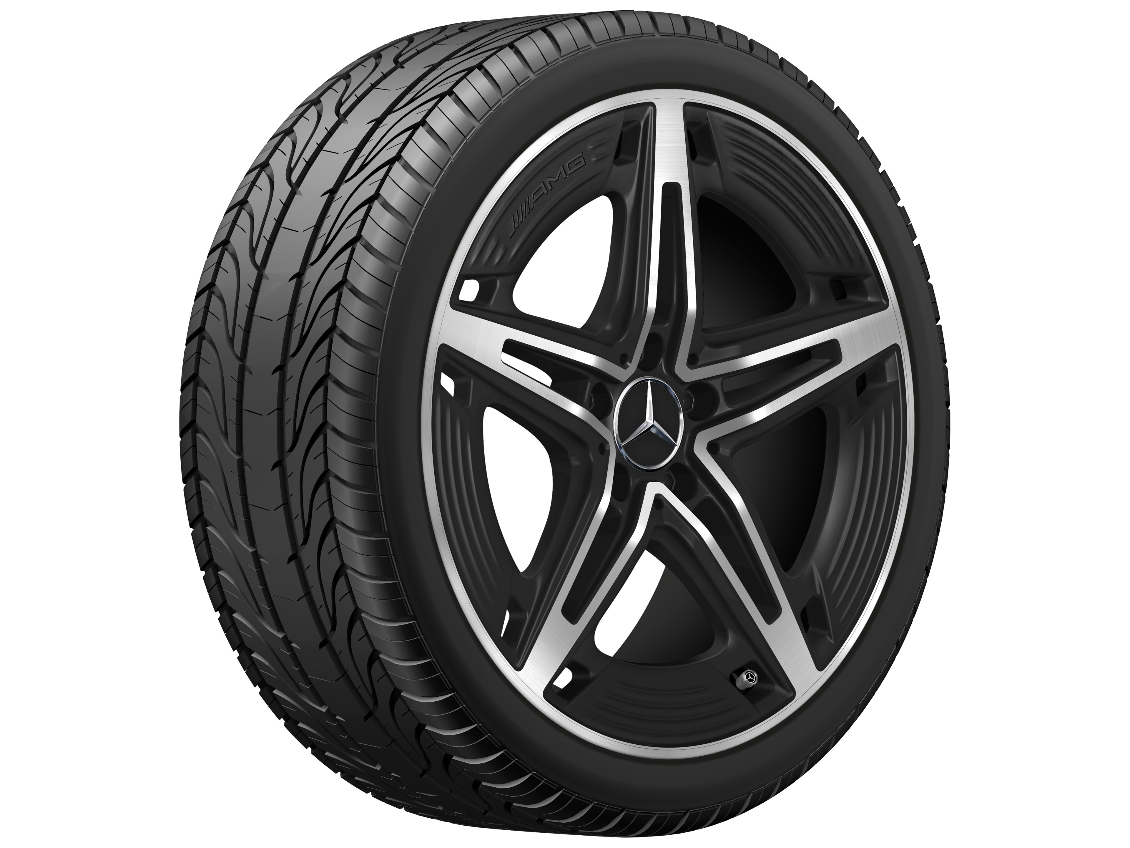 AMG 5-Speichen-Rad, 48,3 cm (19 Zoll) - 8,5 J x 19 ET 55,2, schwarz matt, glanzgedreht