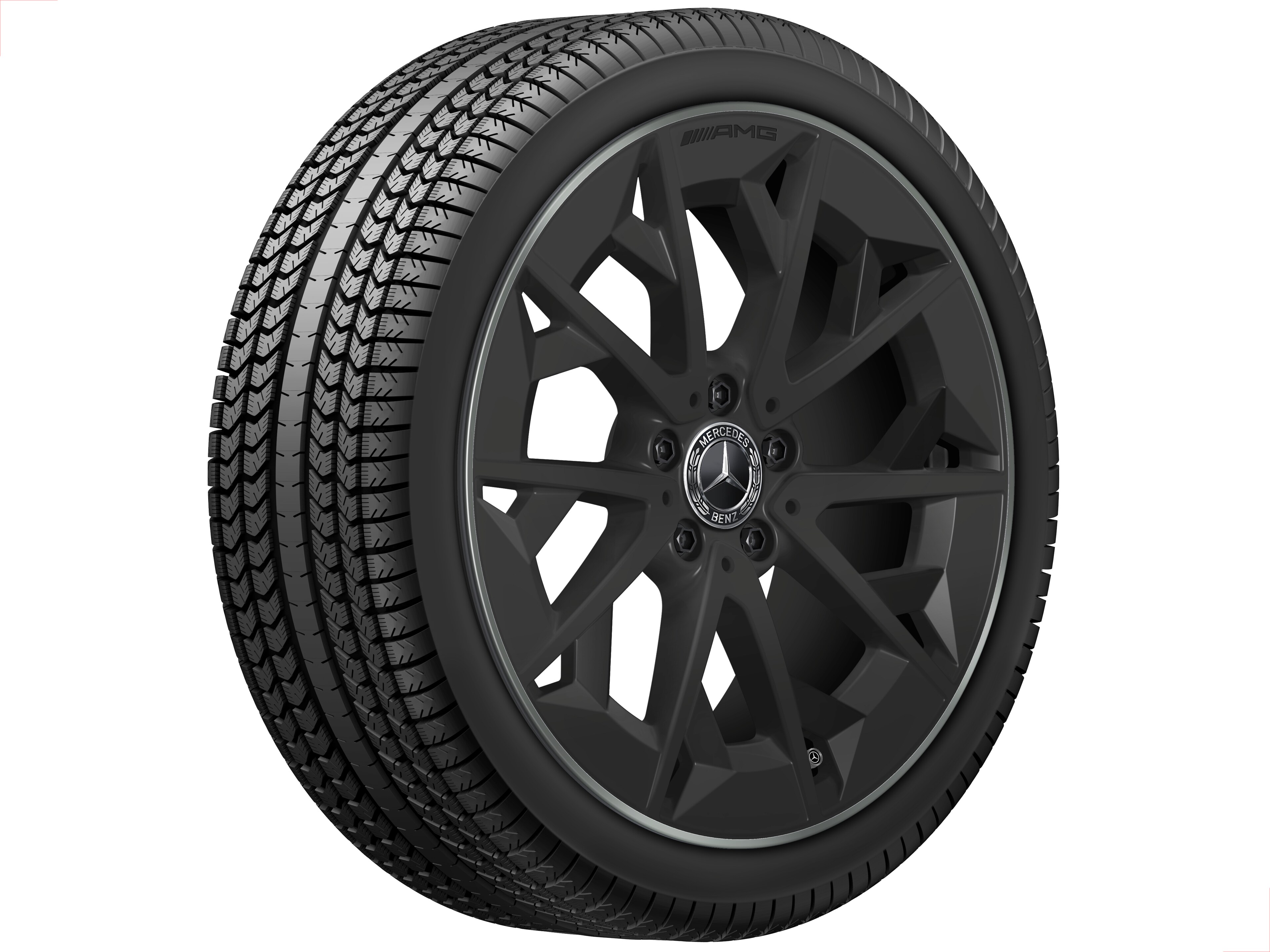 AMG Leichtmetallrad, im Kreuzspeichen-Design, 48,3 cm (19 Zoll) - 7,5 J x 19 ET 48,4, schwarz matt / techgold matt