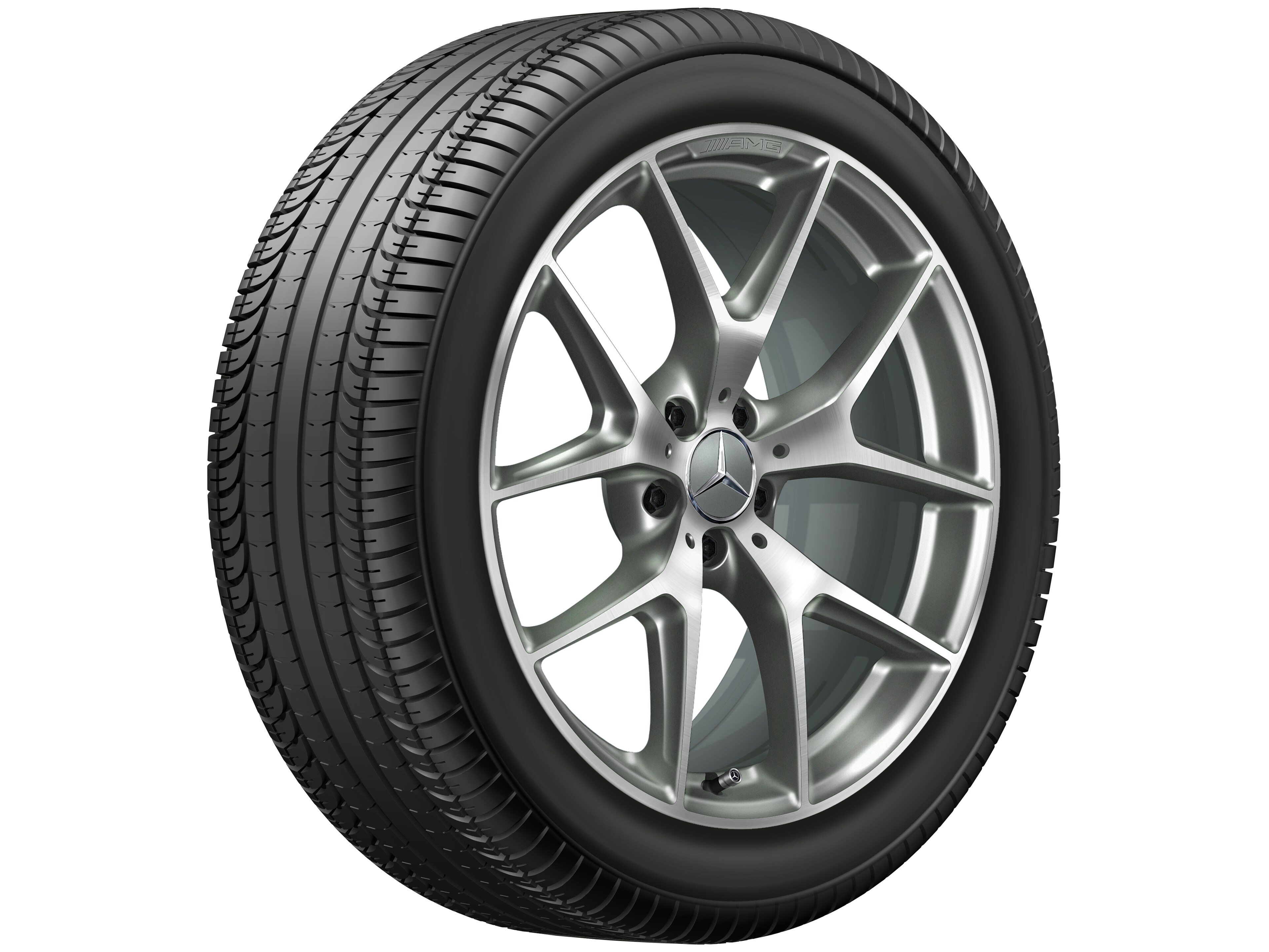 AMG Kreuzspeichen-Rad, 50,8 cm (20 Zoll) - 8,5 J x 20 ET 40, titangrau, glanzgedreht