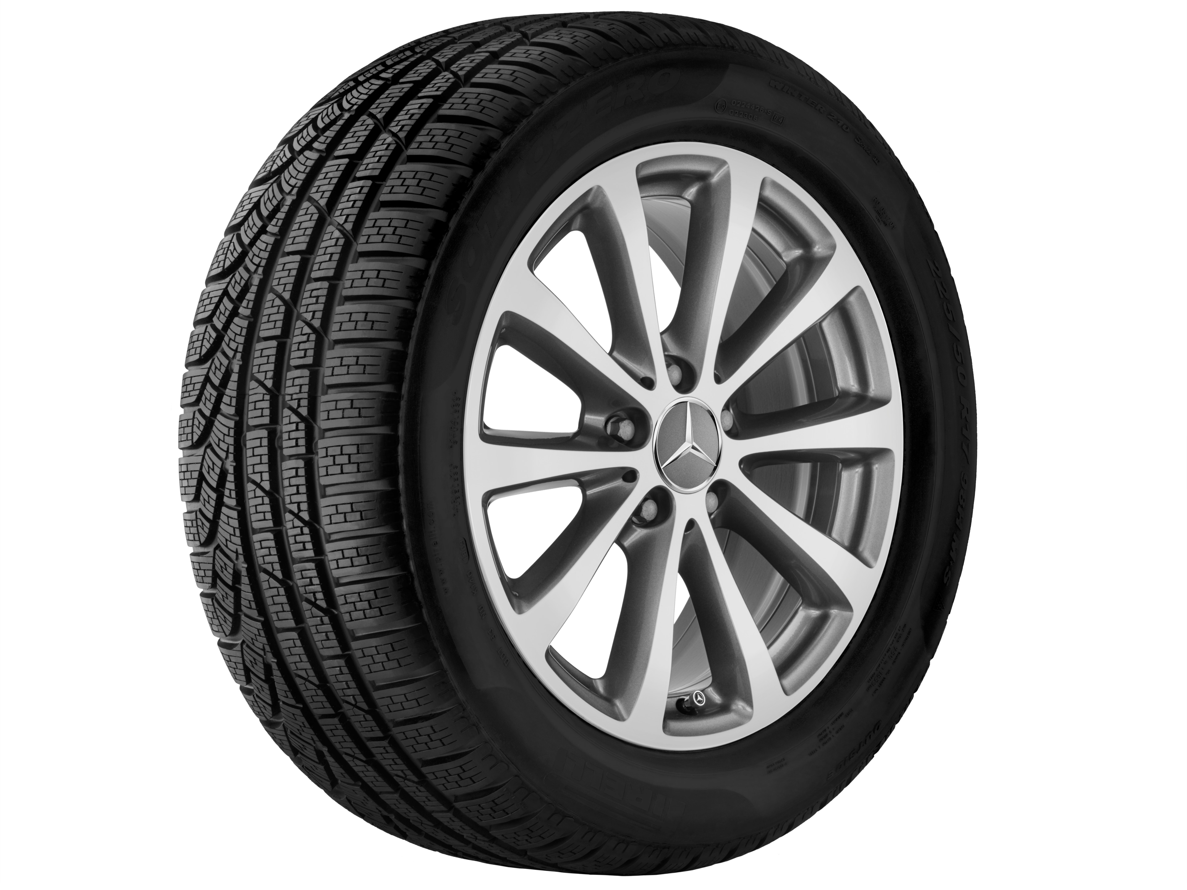 10-Speichen-Rad, 43,2 cm (17 Zoll) - 7,5 J x 17 ET 40, grau Himalaya, glanzgedreht